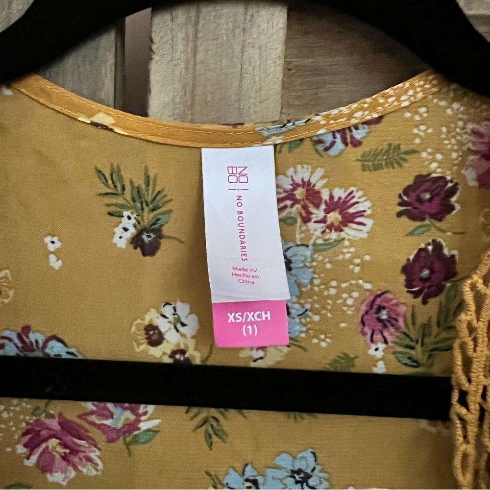No Boundaries Yellow Floral Print Boho Vest Extra Small - Picture 3 of 10